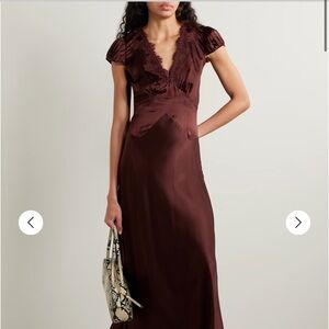 Doen Coraline corded lace-trimmed silk-satin maxi dress